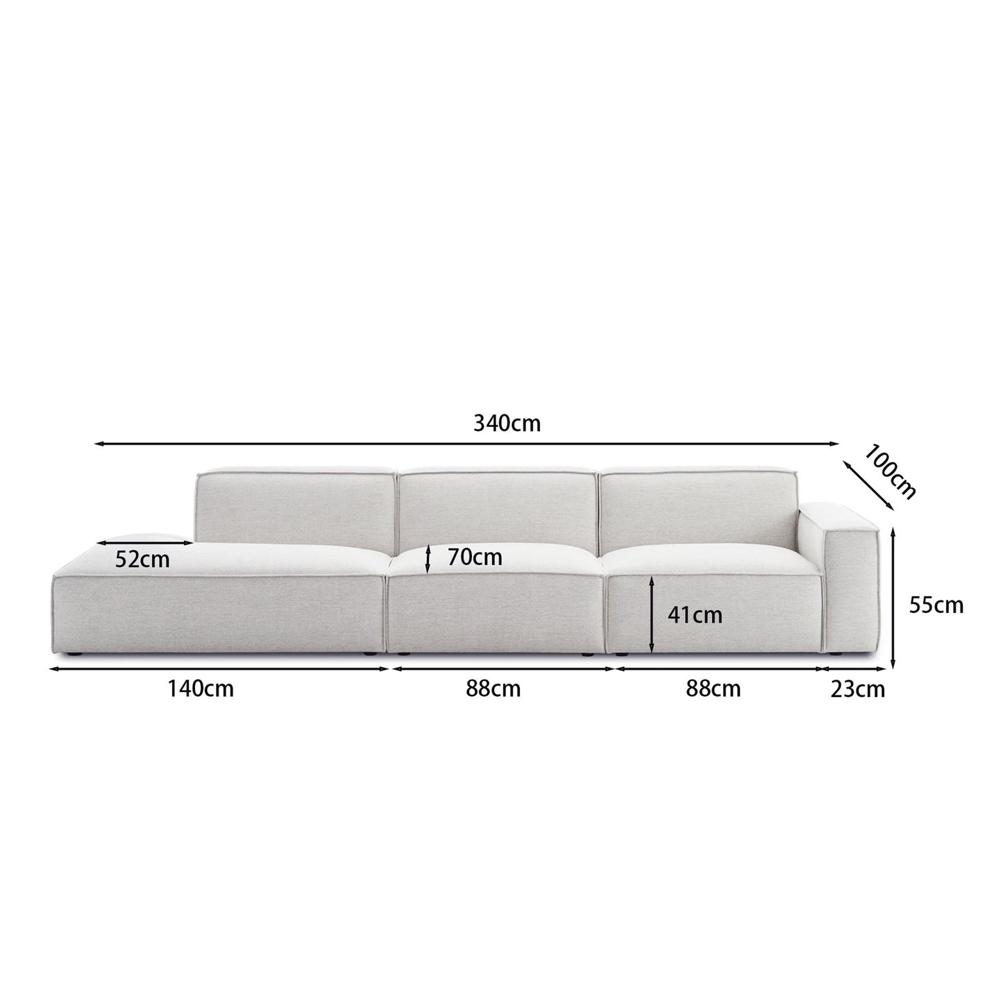 VANETY - Canapé Méridienne 3 Places