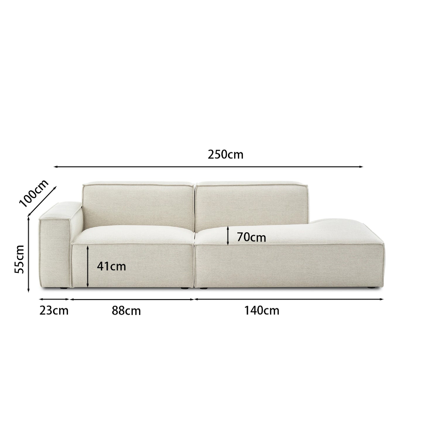 VANETY - Canapé Méridienne 2 Places