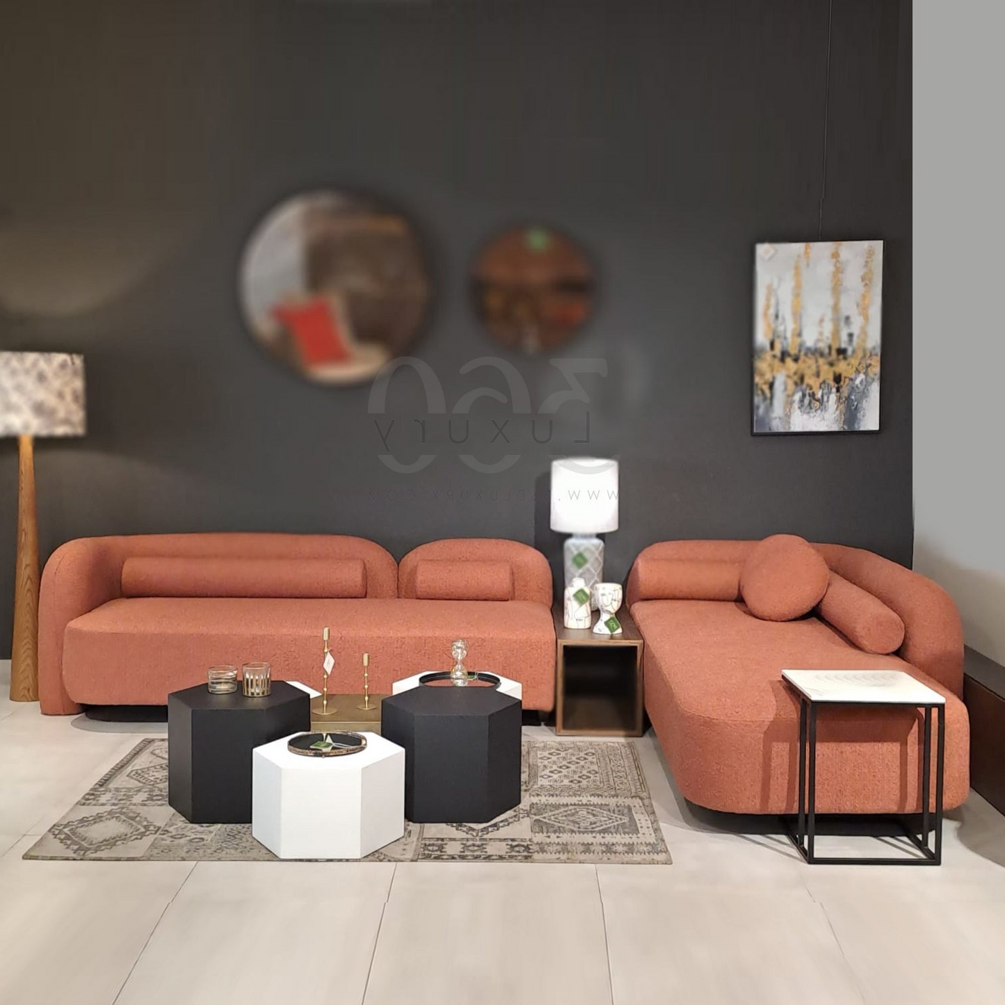 PRADA Canapé – Confort et Élégance Forme "L" Tissus Bouclette