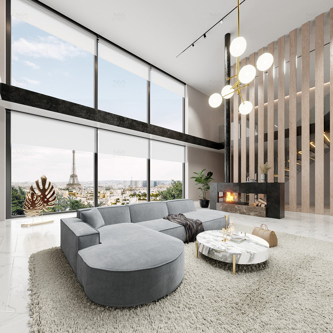 BERLO - Canapé Large (L) 5 Places / Gris Clair – Luxe et confort