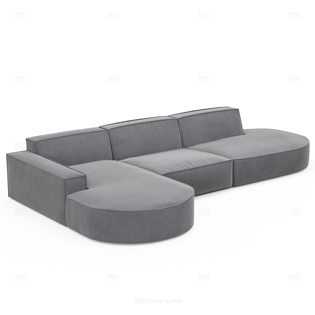 BERLO - Canapé Large (L) 5 Places / Gris Clair – Luxe et confort