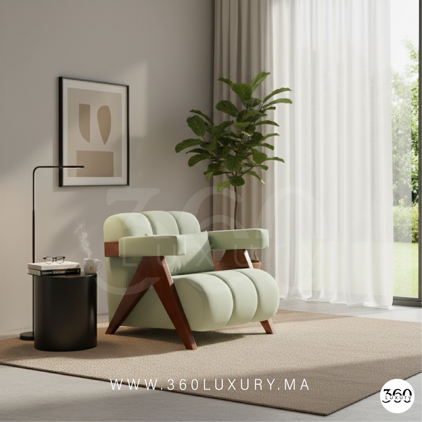 Chaises salon vert pistache tissus velours Chaise salon bois massif personnalisé Maroc design haut de gamme Prix Usine