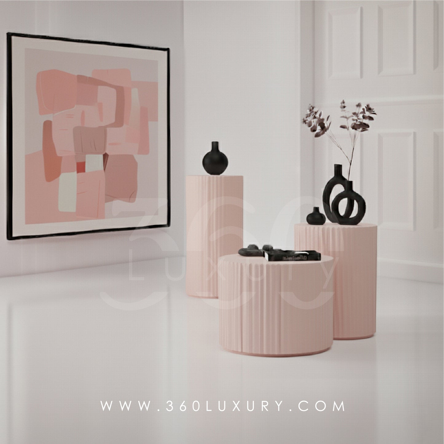 ORION Tables de chevet Colonnes Décoratives Design Cannelé Noir – 360Luxury