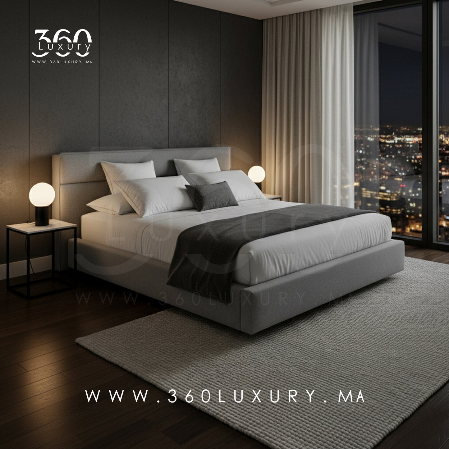 Lit LUGANO gris clair, confort et style haut de gamme marocain, gris clair, structure solide en bois, 90x200 cm, 160x200 cm, 180x200 cm, 200x200 cm, Avec ou sans rangement