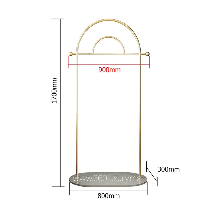 Porte-manteau marbre blanc et métal noir design luxe