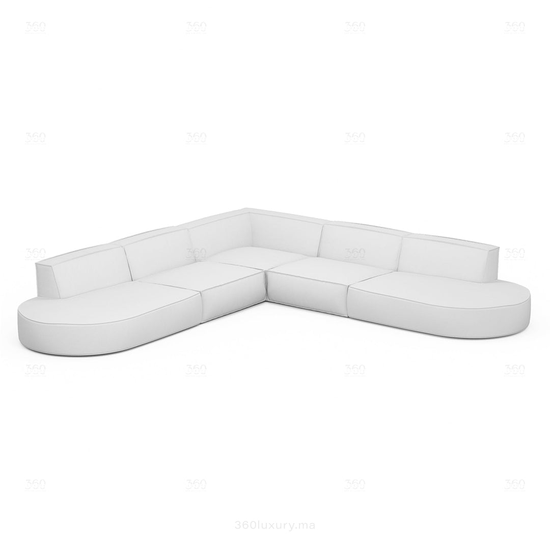 BERLO - Canapé d’angle 7 Place / Blanc – Luxe et confort