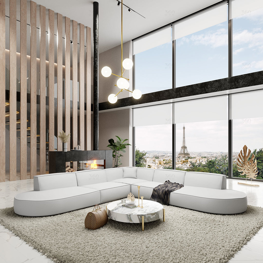 BERLO - Canapé d’angle 7 Place / Blanc – Luxe et confort