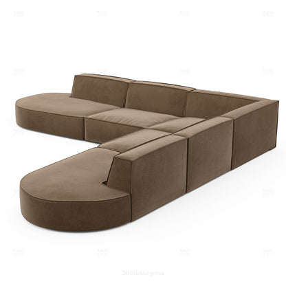 BERLO - Canapé d’angle 7 Place / Taupe – Luxe et confort