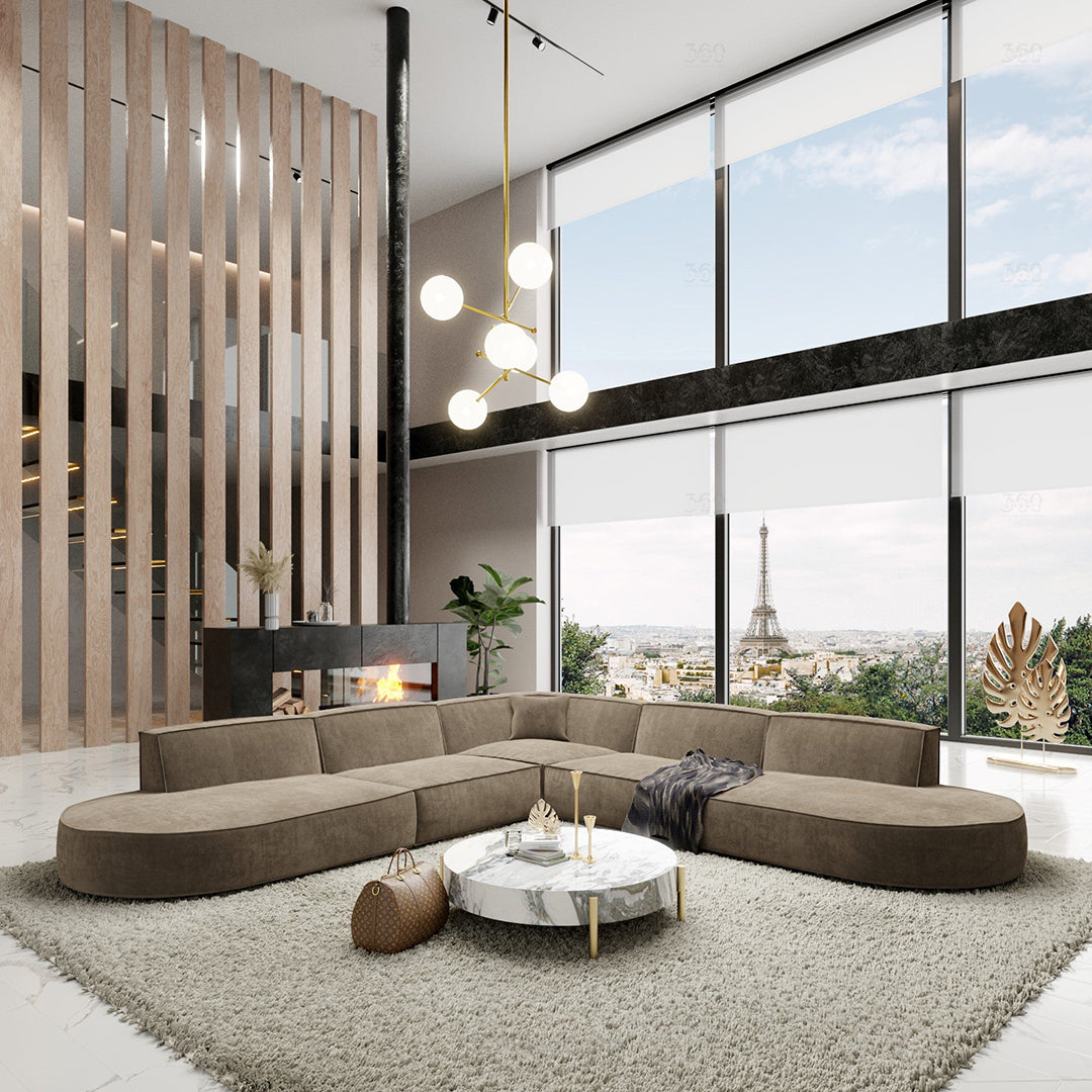 BERLO - Canapé d’angle 7 Place / Taupe – Luxe et confort
