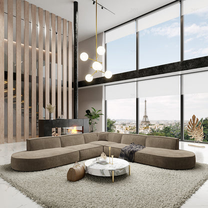 BERLO - Canapé d’angle 7 Place / Taupe – Luxe et confort