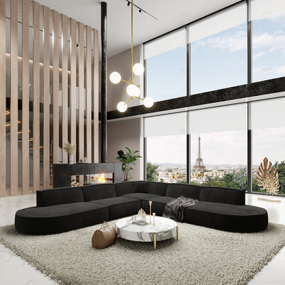 BERLO - Canapé d’angle 7 Place / Noir – Luxe et confort