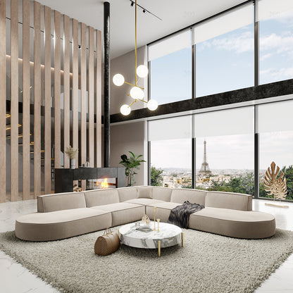 BERLO - Canapé d’angle 7 Place / Sablé – Luxe et confort