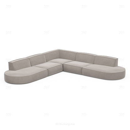 BERLO - Canapé d’angle 7 Place / Sablé – Luxe et confort