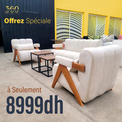 MOSCOW Pack Promo / Canapé 2 Places + 2 Fauteuils et 2 Tables Basses