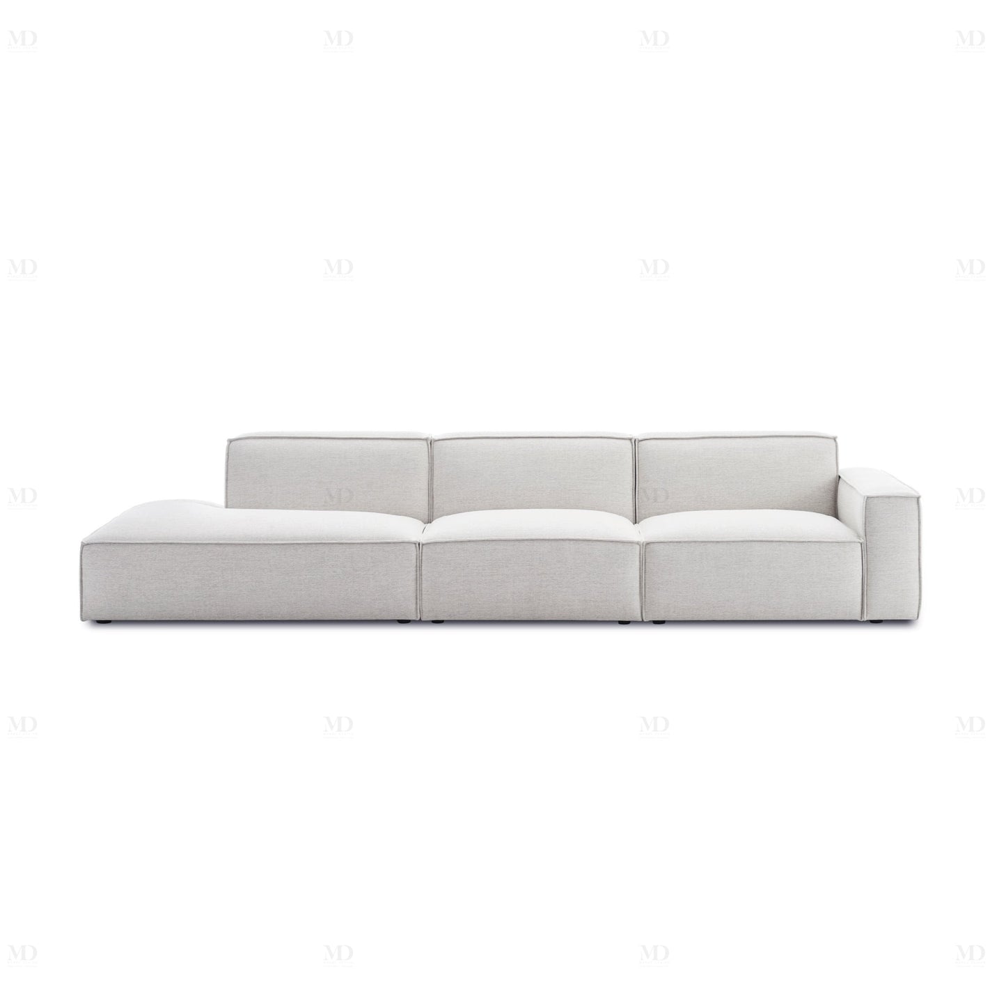 VANETY - Canapé Méridienne 3 Places + Pouf