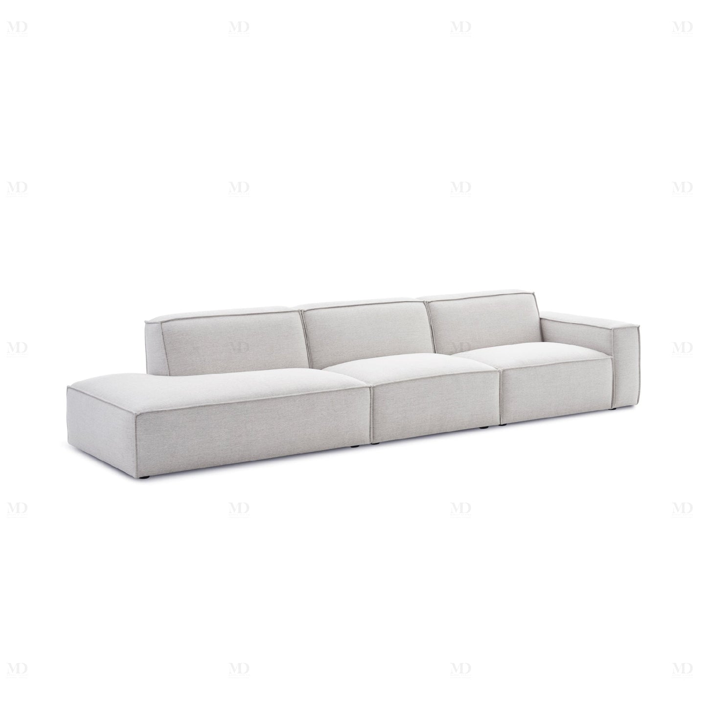 VANETY - Canapé Méridienne 3 Places + Pouf