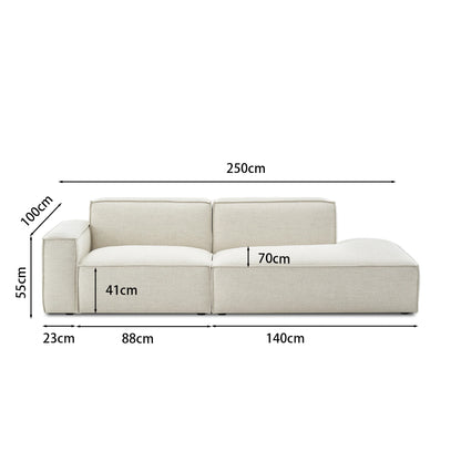 VANETY - Canapé Méridienne 2 Places + Pouf