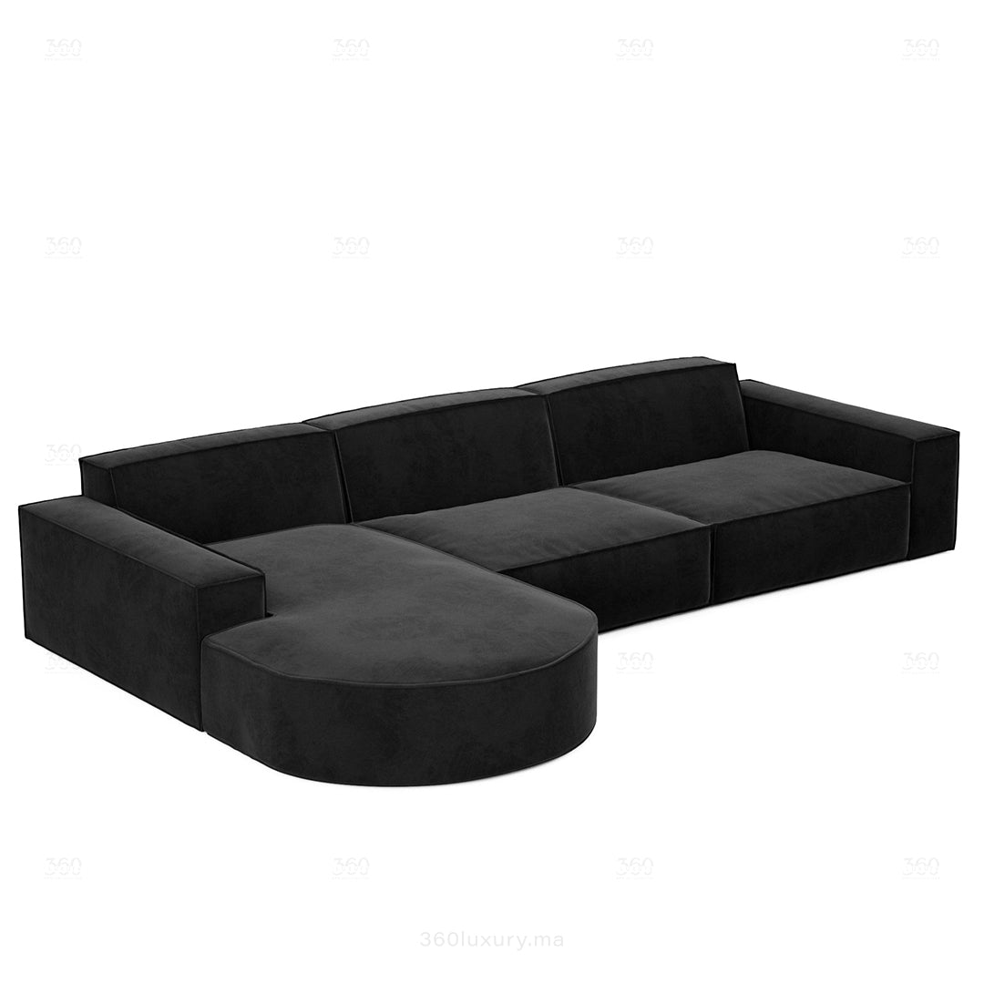 BERLO - Canapé (L) 4 Place / Noir – Luxe et confort