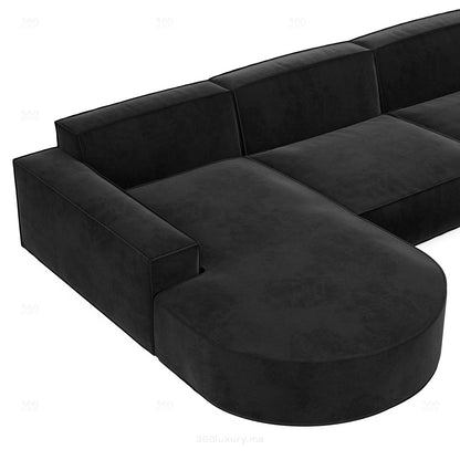 BERLO - Canapé (L) 4 Place / Noir – Luxe et confort