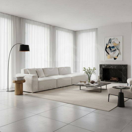 Canapé Vanety Haute Gamme Blanc confortable modulable assise en 33 ABS et HR pas cher prix usine Casablanca Rabat