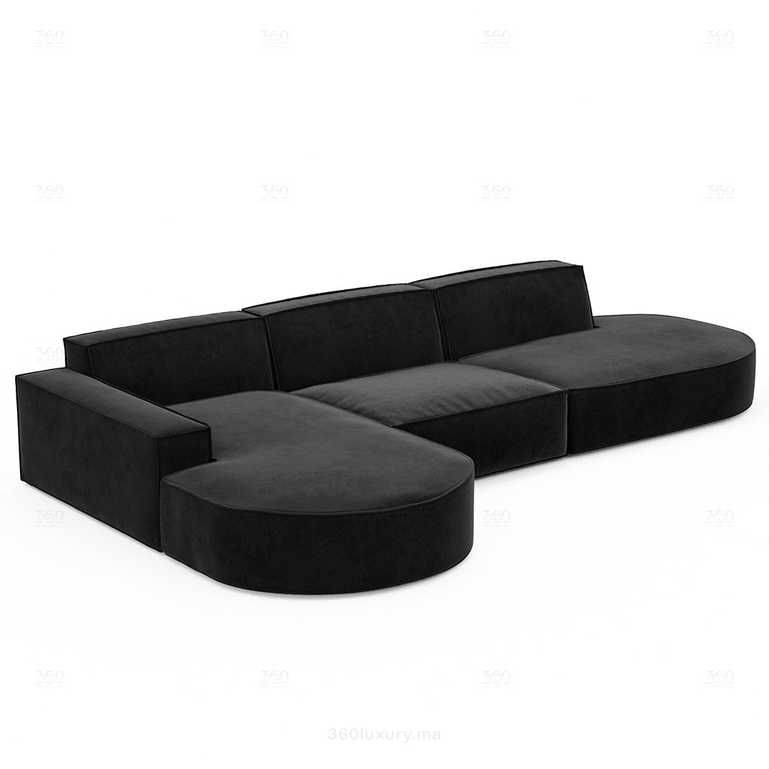 BERLO - Canapé Large (L) 5 Place / Noir – Luxe et confort