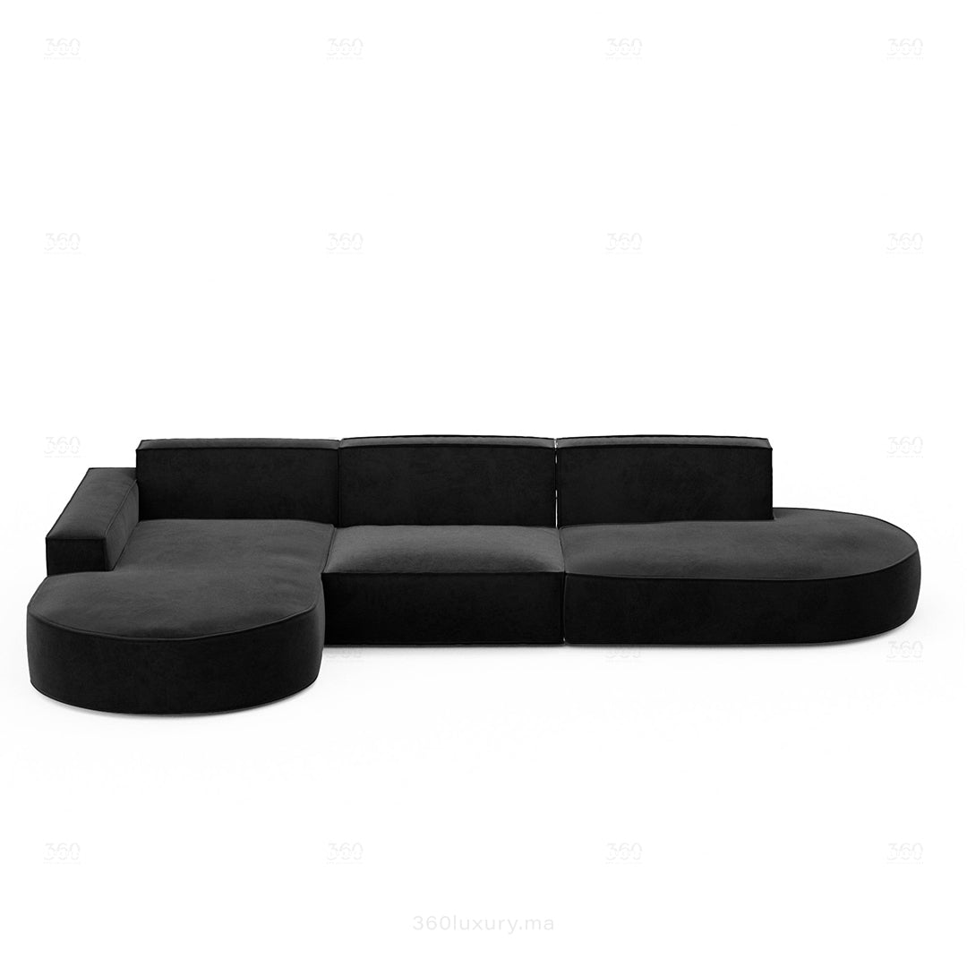 BERLO - Canapé Large (L) 5 Place / Noir – Luxe et confort