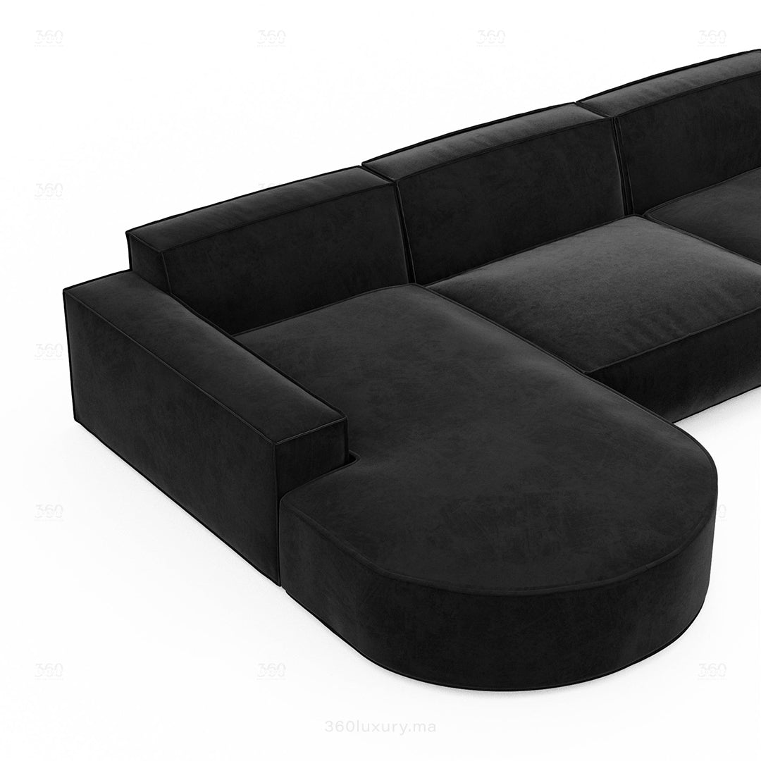 BERLO - Canapé Large (L) 5 Place / Noir – Luxe et confort