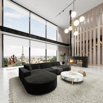BERLO - Canapé Large (L) 5 Place / Noir – Luxe et confort