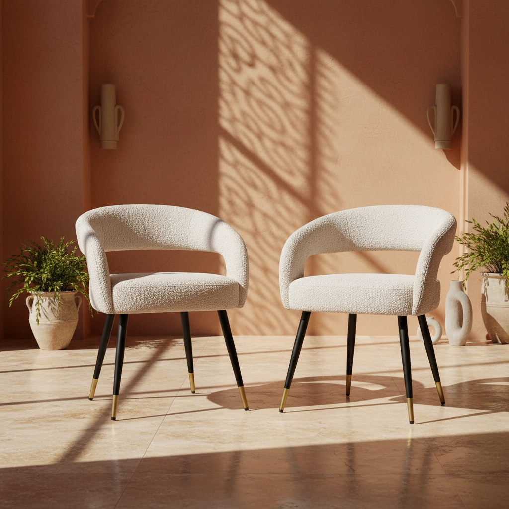 NERO Chaise Velours & Bouclette, Pour salle à manger, bureau, café ou restaurant
