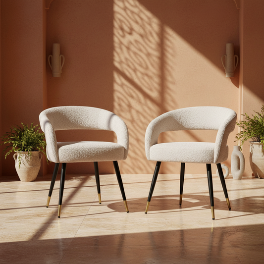NERO Chaise Velours & Bouclette, Pour salle à manger, bureau, café ou restaurant