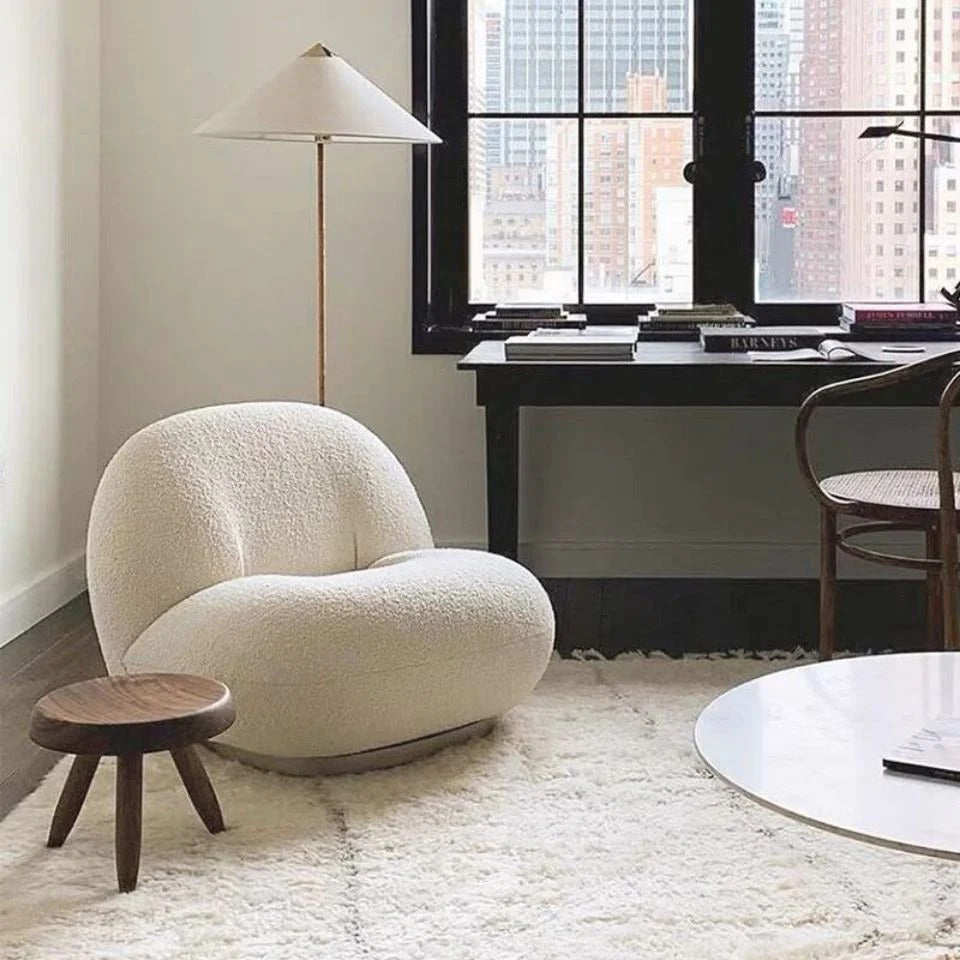 Fauteuil en tissus Bouclette qualité premium traité Anti-tache assise confortable Moelleuse en HR pour les séjours les salon villa ou appartement de luxe magasin de vente de mobilier haut gamme en ligne Maroc a prix pas cher Casablanca Tanger Rabat Marrakech 