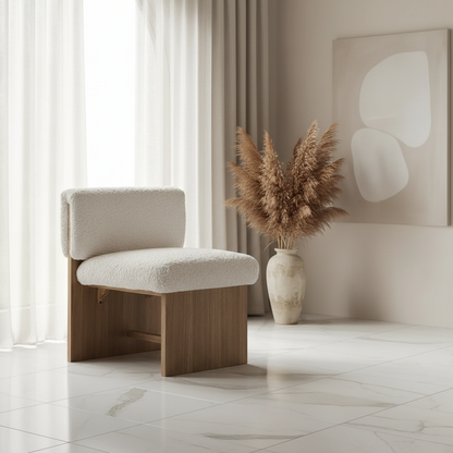 PRIMARIO Chaise & Fauteuil d'appoint en bois et Bouclette moderne