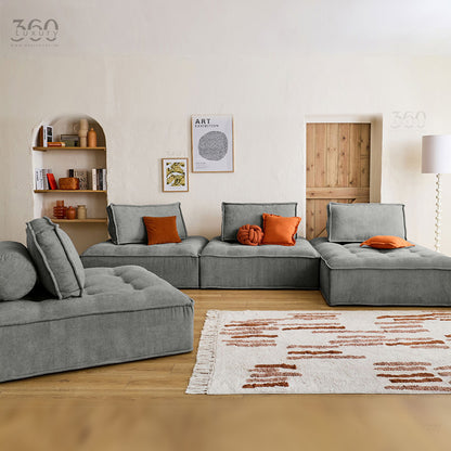 Horizon Sofa panoramique velours texturé gris clair salon 360Luxury