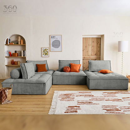 Détail velours texturé et accoudoir Horizon Sofa 7 places