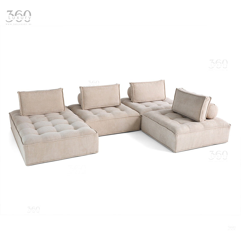 Détail velours texturé et accoudoir Horizon Sofa modulable