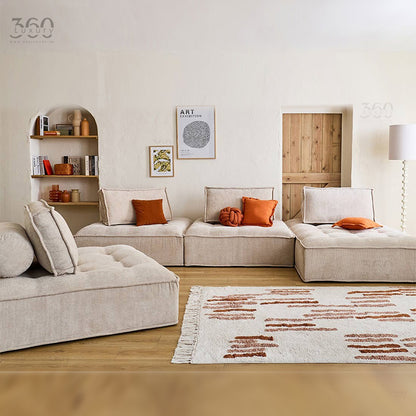 Horizon Sofa toile Beige panoramique velours texturé gris clair salon 360Luxury