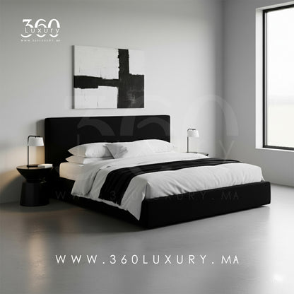 Détails du lit OSLO 360Luxury, structure en bois massif et tissu toile