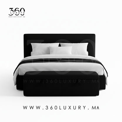Design minimaliste du lit moderne OSLO noir, 360Luxury Maroc