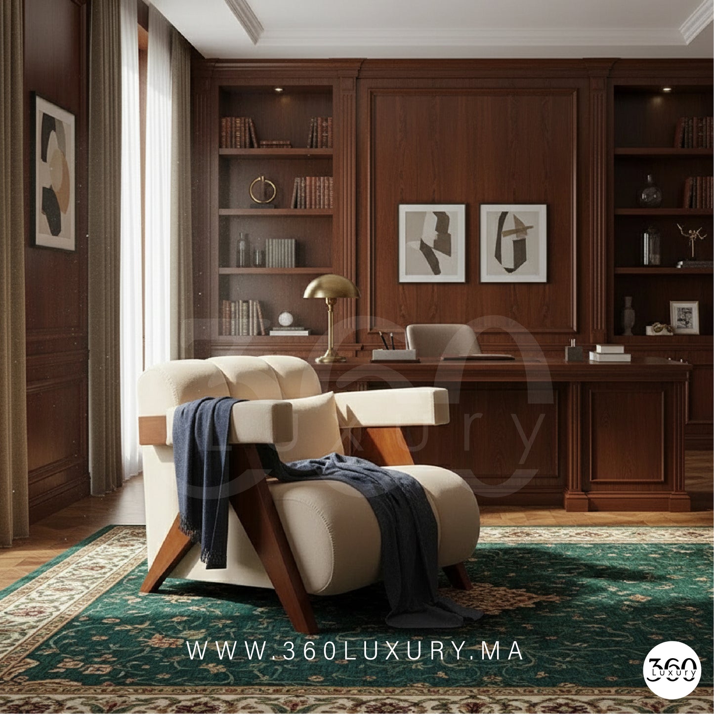 chaise design bois massif appartements premium Maroc Chaise salon bois massif finition naturelle Maroc mobilier de luxe design 360Luxury