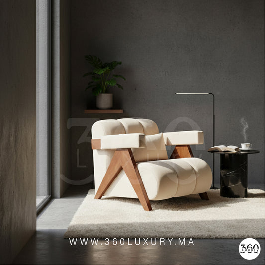 fauteuil Moscow bois massif design contemporain Maroc Chaises salon bois massif Maroc Casablanca Rabat Marrakech prix usine mobilier de luxe pas cher 360Luxury