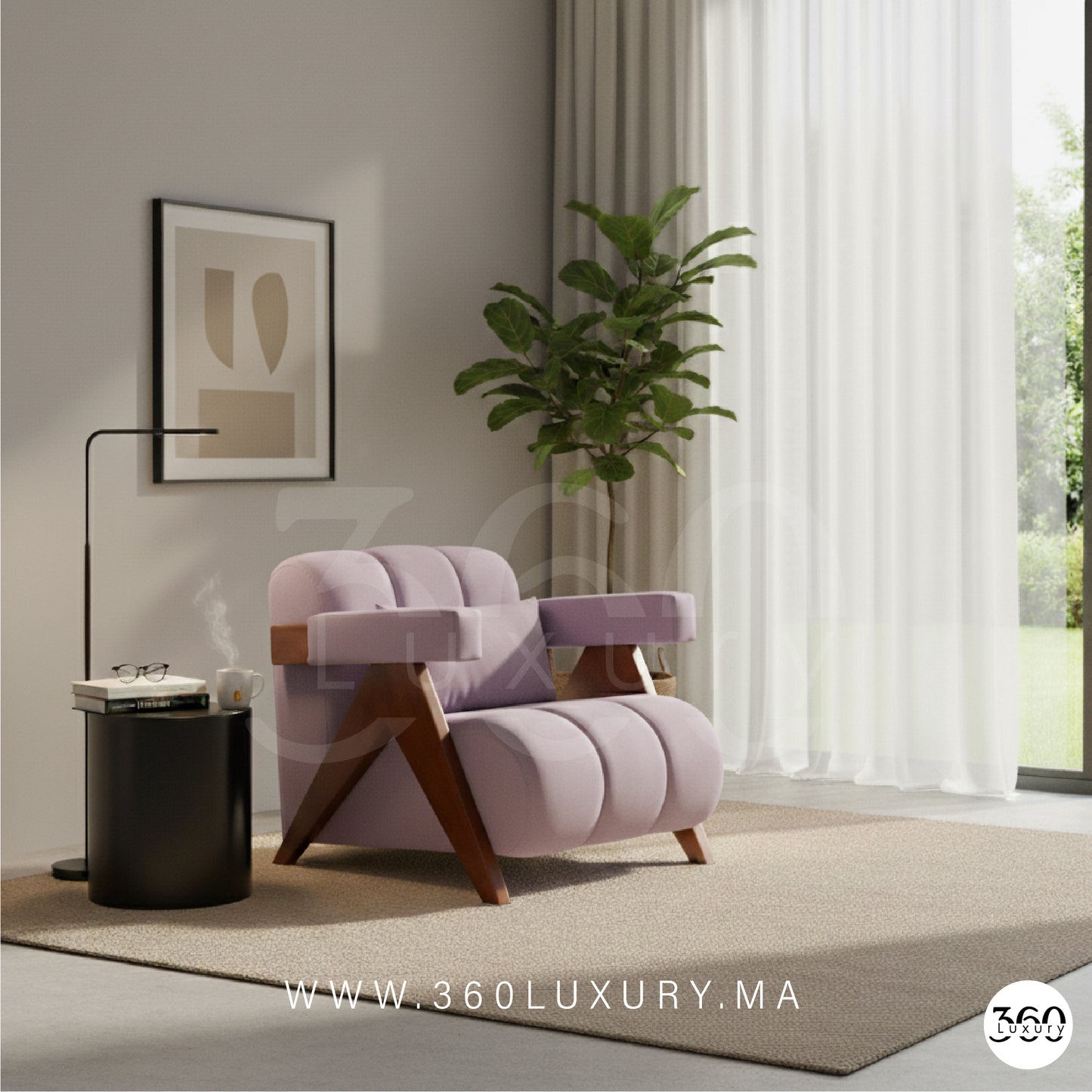 Lot chaises rose velours salon design bois parfait pour salle à manger Maroc