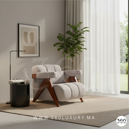 Chaises salon gris claire velours bois massif 360Luxury Maroc prix usine