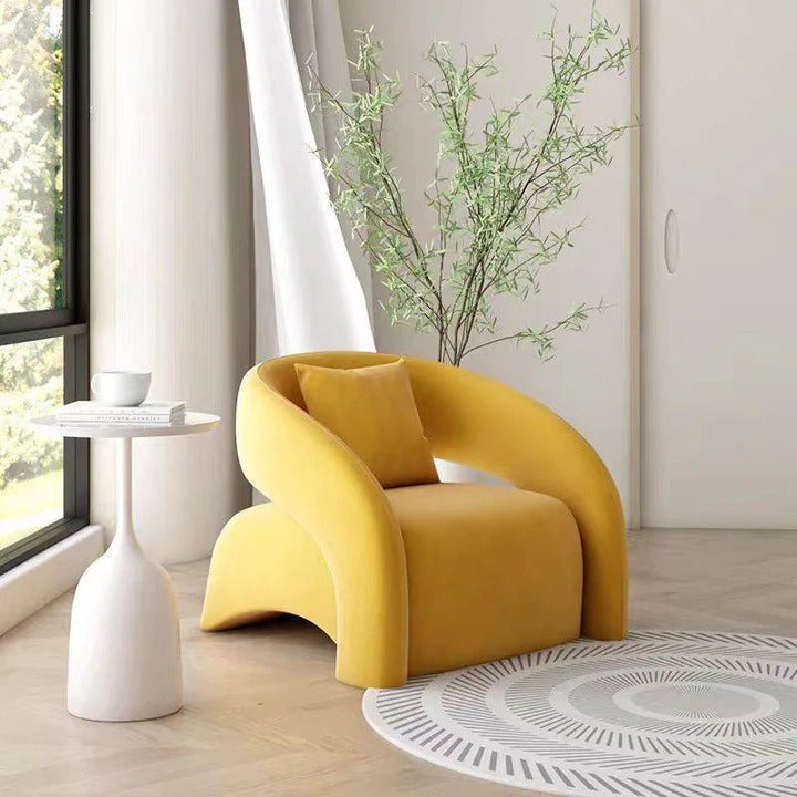 fauteuil relax lecture design maroc tissus velours Jaune Ocre