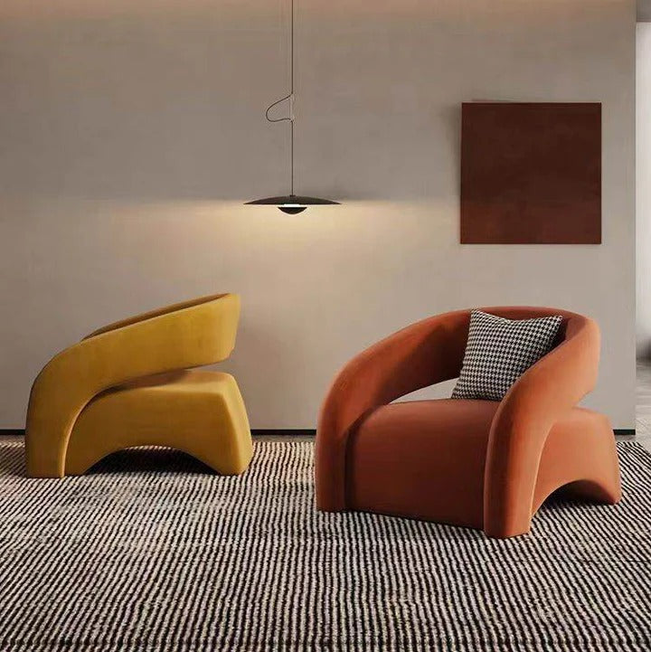 mobilier lounge orange velours maroc deco salon