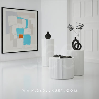 ORION Tables de chevet Colonnes Décoratives Design Cannelé Noir – 360Luxury