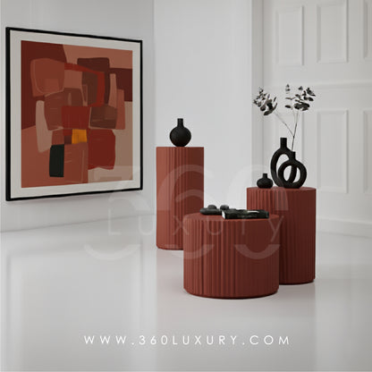 ORION Tables de chevet Colonnes Décoratives Design Cannelé Noir – 360Luxury