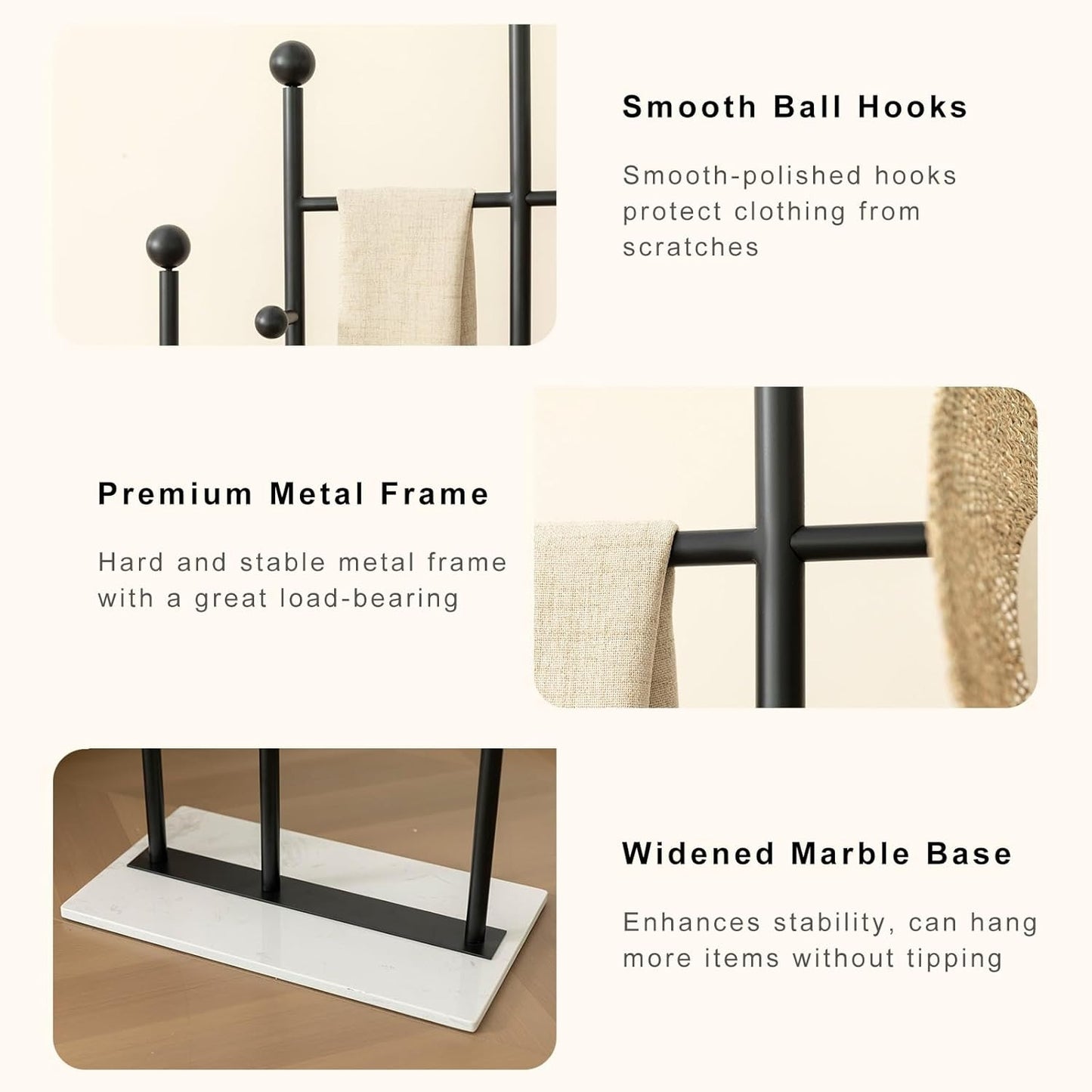 Porte-vêtements stable base marbre finition premium