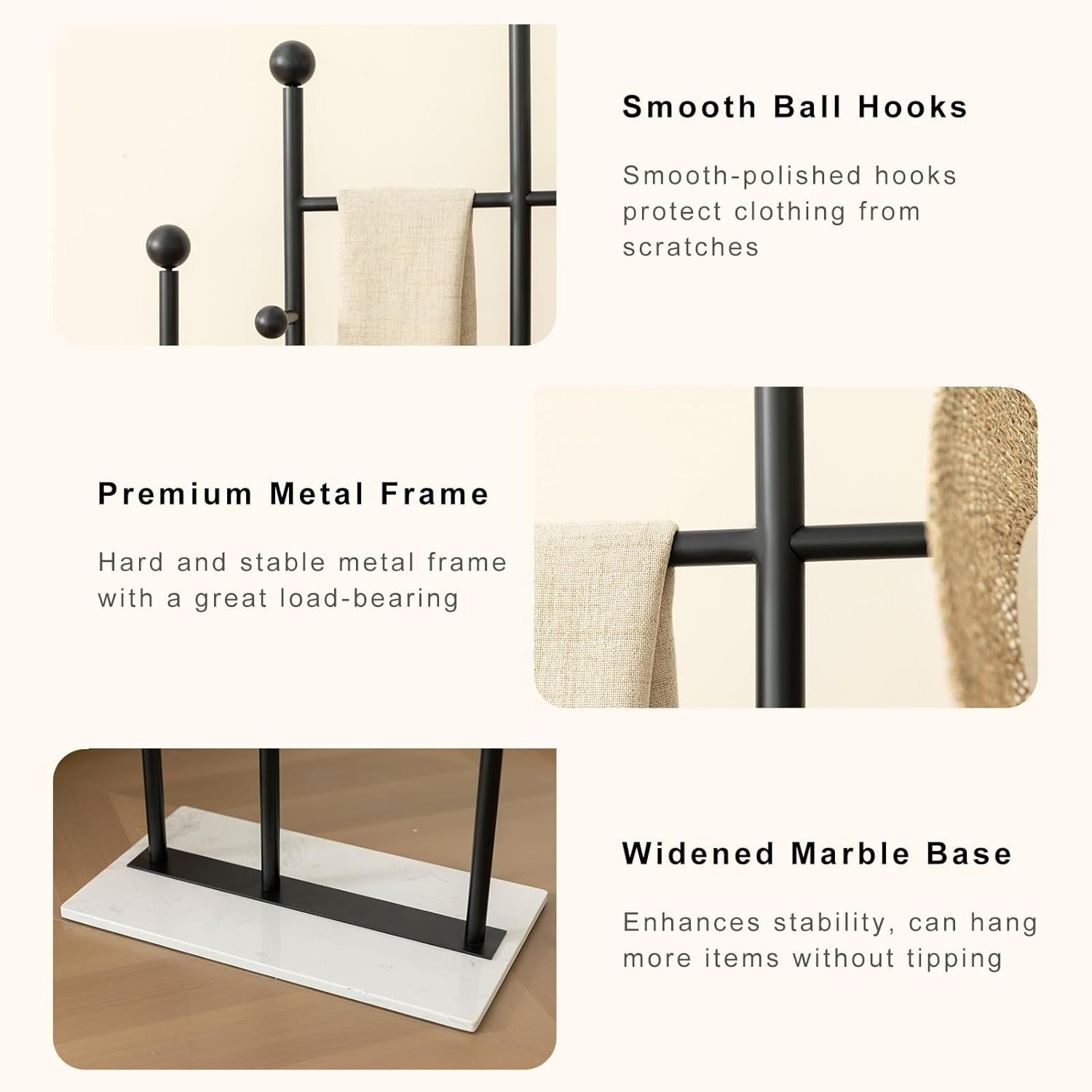 Porte-vêtements stable base marbre finition premium