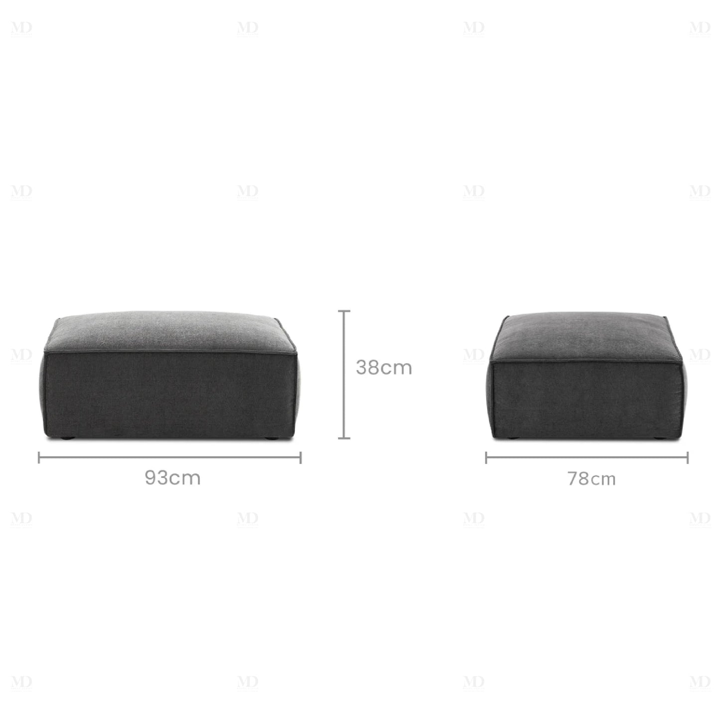 VANETY - Canapé Méridienne 3 Places + Pouf