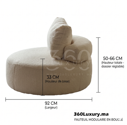 Dimensions du fauteuil rond design luxe avec assise confortable pour salon moderne au Maroc